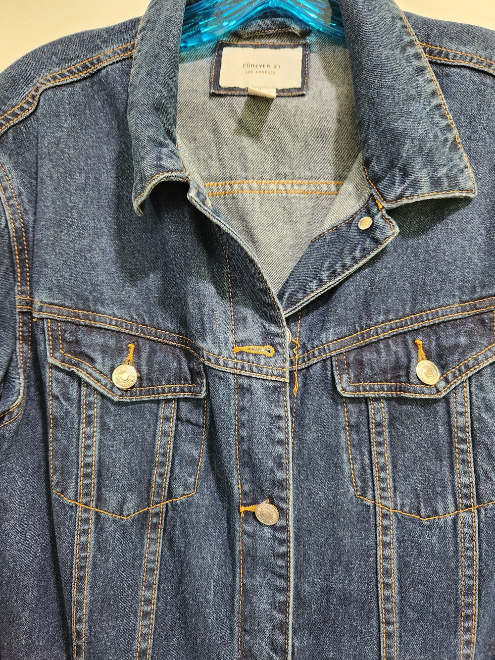 Forever 21 Dark Blue Denim Jean Jacket - Picture 3 of 5